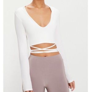 White Long Sleeve Crop Top